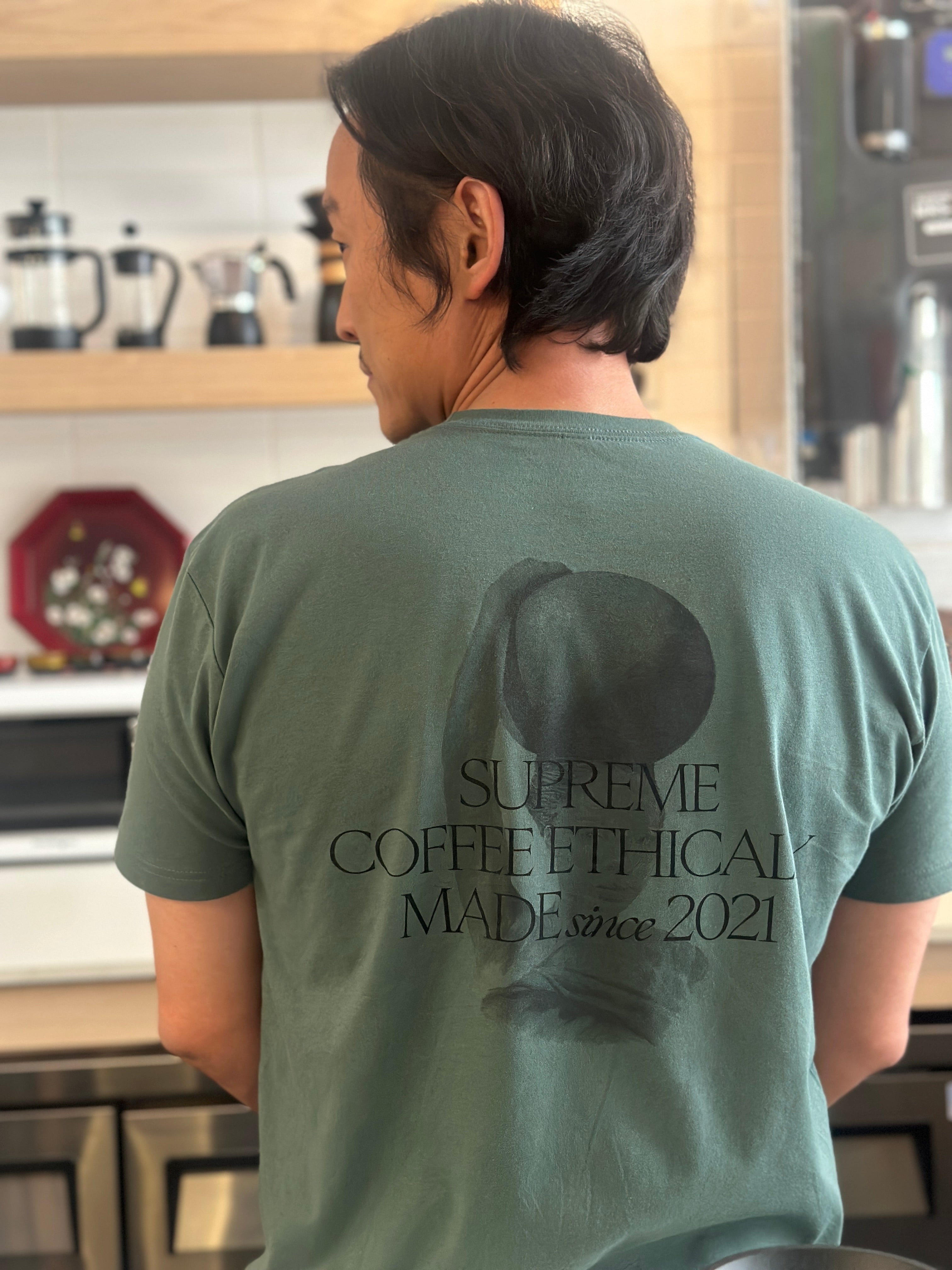 Green Short Sleeve T-Shirts - Un Caffè