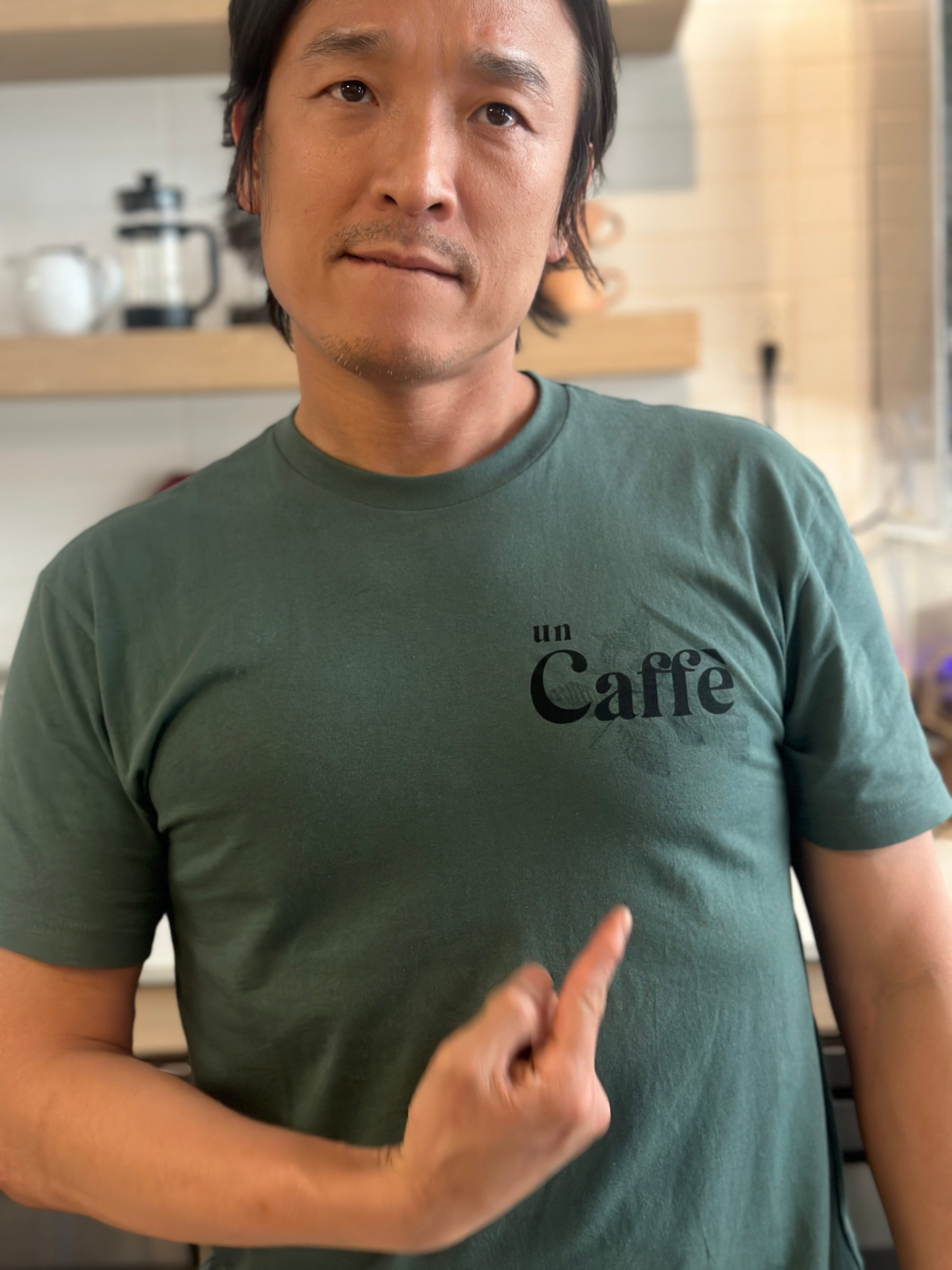 Green Short Sleeve T-Shirts - Un Caffè